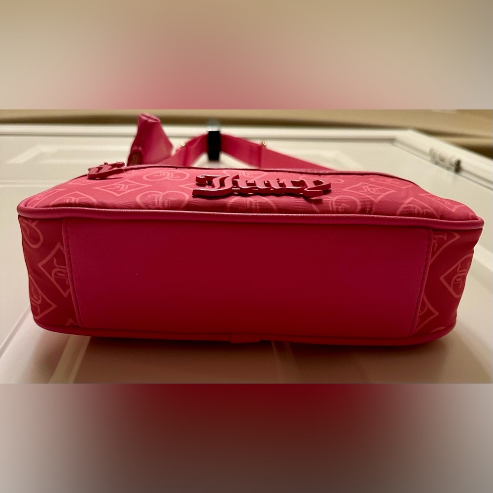 NWT Juicy Couture Bright Hot Pink Monogram Crossbody Bag Y2K Style w/ Coin Pouch - Picture 10 of 13